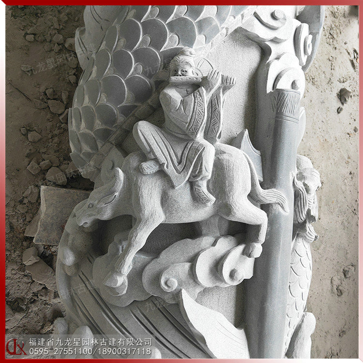 青石石雕雙龍柱