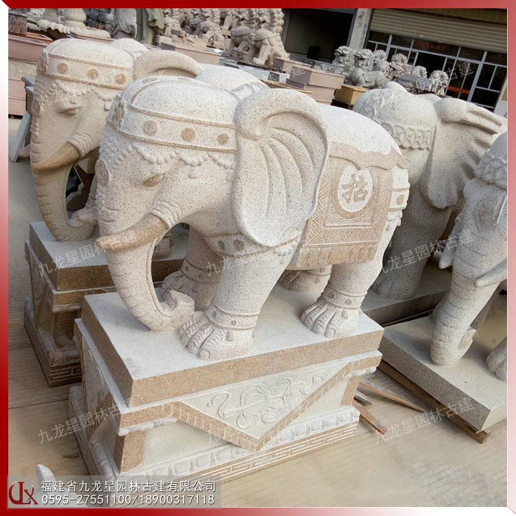 石雕寺廟大象圖片